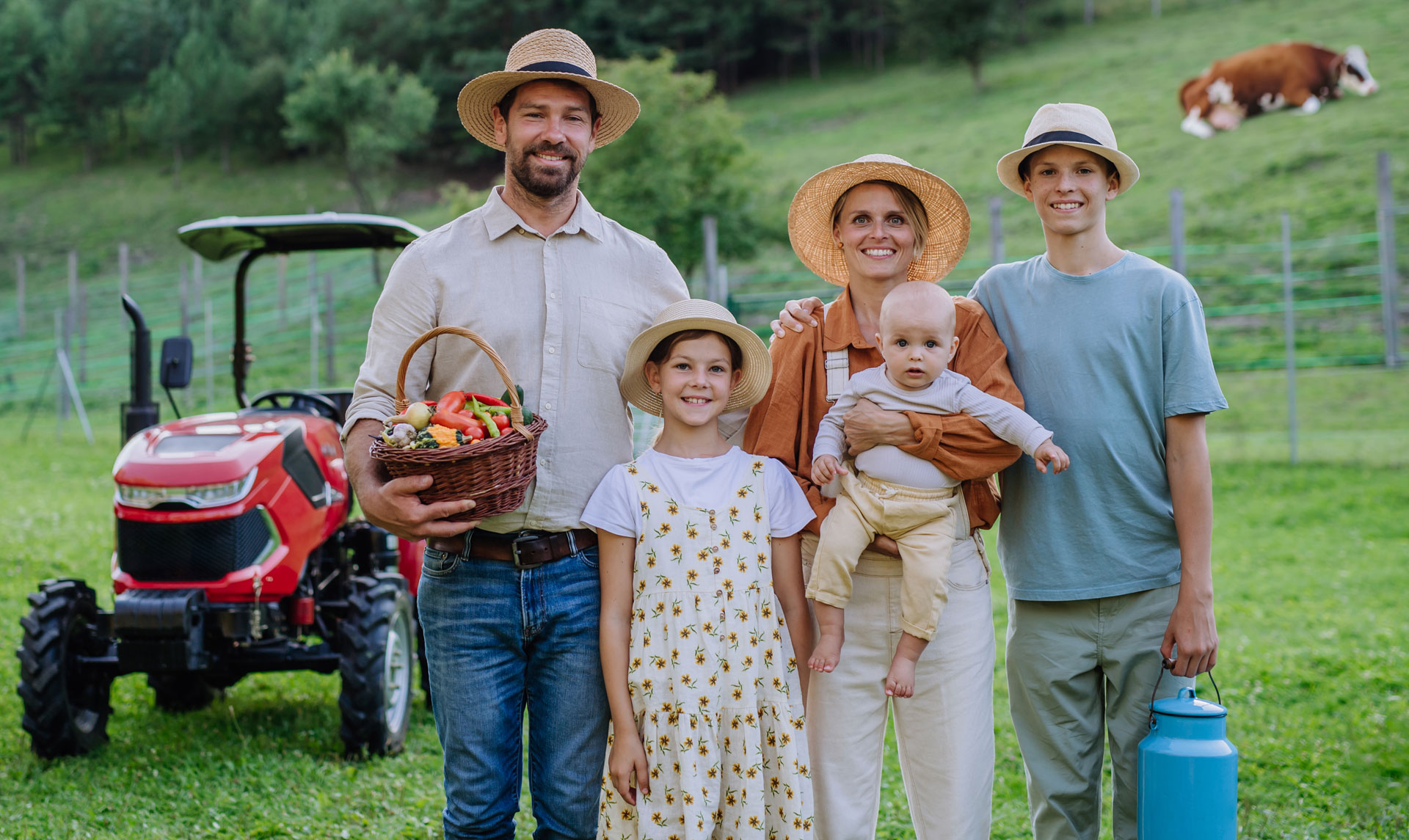 farmer and family
